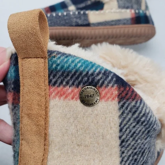 Dearfoams Alpine Moritz Bootie House Slippers Womens 9 Cream Plaid - Picture 16 of 16